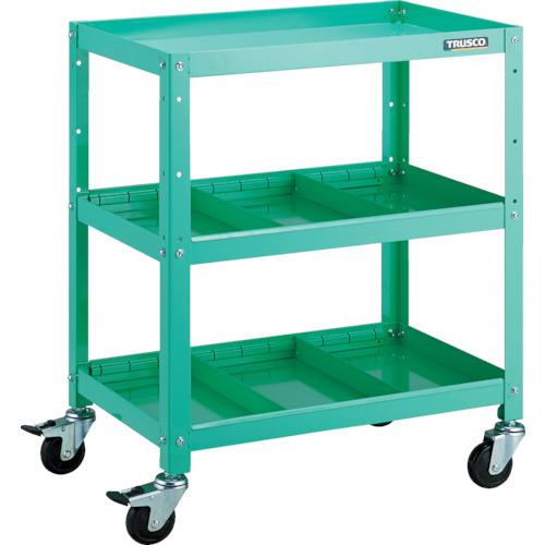 (送料別途)(直送品)TRUSCO ツールワゴン ラビットワゴン 600X400 仕切2段付 ゴム車輪 ヤンググリーン RBW-763S2 YG