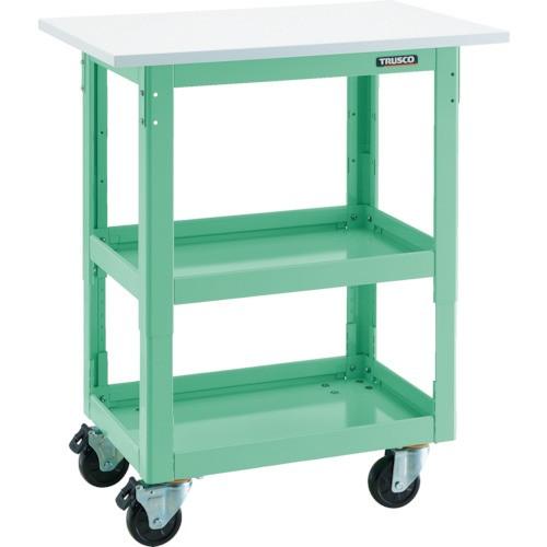 (送料別途)(直送品)TRUSCO ツールワゴンドルフィン 高さ調節式 天板付 4輪自在 ヤンググリーン DLWS-A973TJ-YG