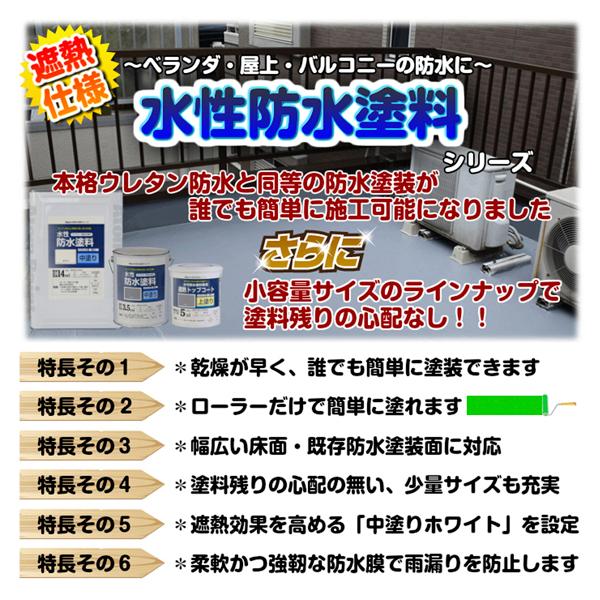 アトムハウスペイント 水性防水塗料 既存塗膜（ウレタンを除く）・FRP防水下地塗り替え用 8m2セット 中塗りホワイト／上塗りグレー 00001-23075｜jb-tool｜03