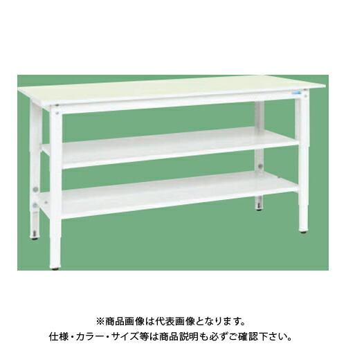 (運賃見積り)(直送品)サカエ SAKAE 軽量高さ調整作業台(抗ウイルス天板/中棚中板付) W1800×D750×H800〜1000 (ホワイト×グリーン) TKK8-187VFGT2