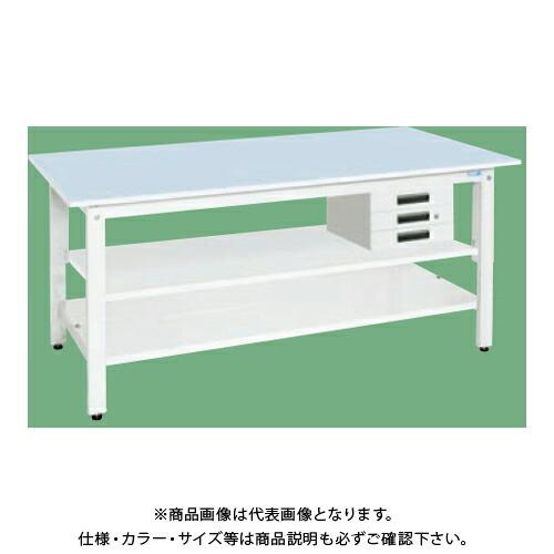 (運賃見積り)(直送品)サカエ SAKAE 軽量作業台(抗ウイルス天板/中棚中板付) 引出3段 W1200×D750×H800 (ホワイト×ブルー) KH-49CVPBT2