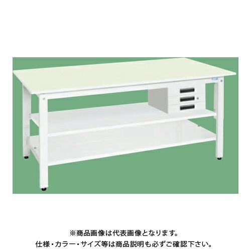 (運賃見積り)(直送品)サカエ SAKAE 軽量作業台(抗ウイルス天板/中棚中板付) 引出3段 W1200×D750×H800 (ホワイト×グリーン) KH-49CVPGT2