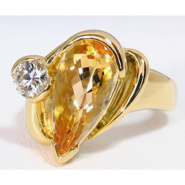 K18PG インペリアルトパーズ　ダイヤモンドリング　18金　ダイヤ K18PGインペリアルトパーズ ダイヤモンドリング 18金 ダイヤ