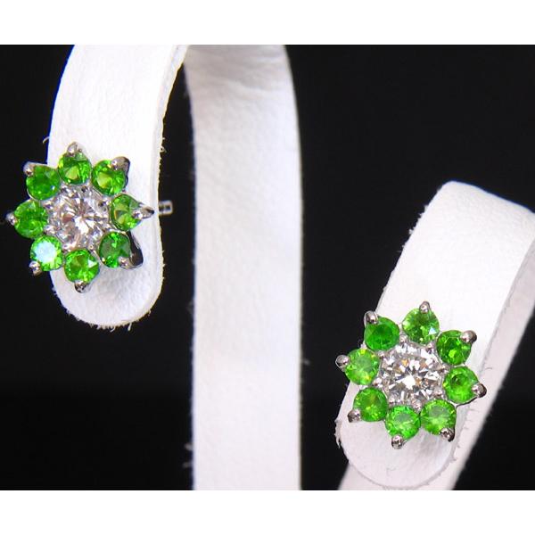 ☆じゅえりぃばんく☆ ウラル産 鮮やか ヴィヴィットグリーン Demantoid ！ ＰＴ ダイヤモンド デマントイドガーネット ピアス【鑑別書付】 |  | 01