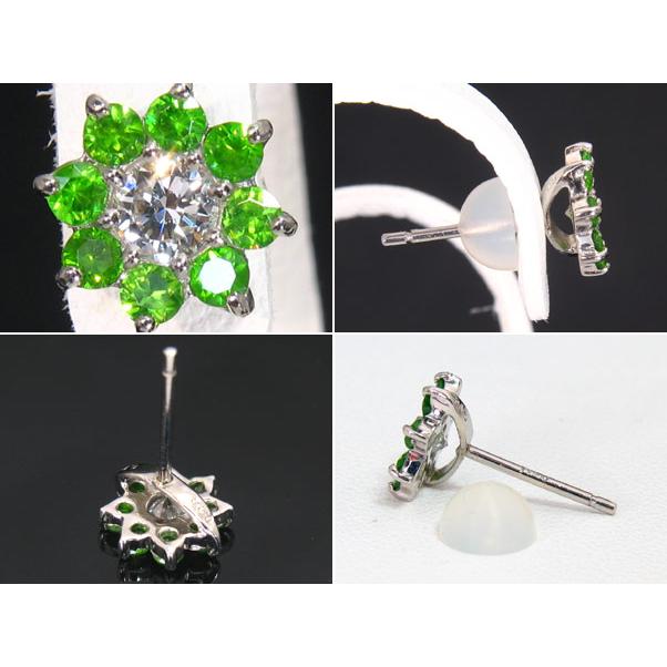 ☆じゅえりぃばんく☆ ウラル産 鮮やか ヴィヴィットグリーン Demantoid ！ ＰＴ ダイヤモンド デマントイドガーネット ピアス【鑑別書付】 |  | 02