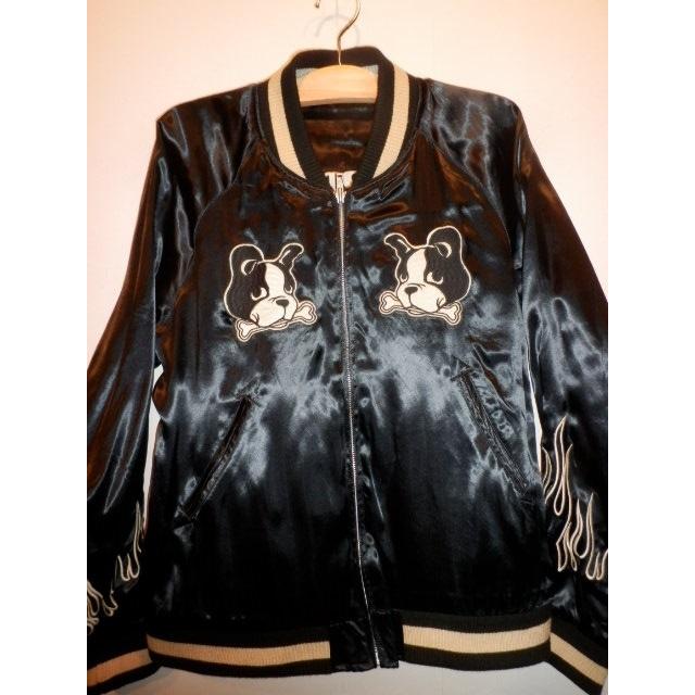 VANSONバンソン トランプスカル ブルドッグ リバーシブルスカジャン