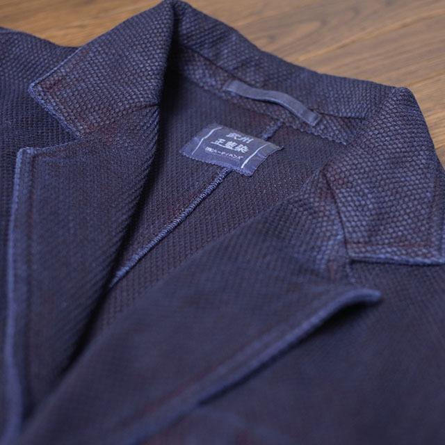 ジャケット 日本製 メンズ 男性用 武州正藍染 刺子織りジャケット 厚手 ロングセラー商品 ウォッシュ加工 :1111:藍染と本格作務衣