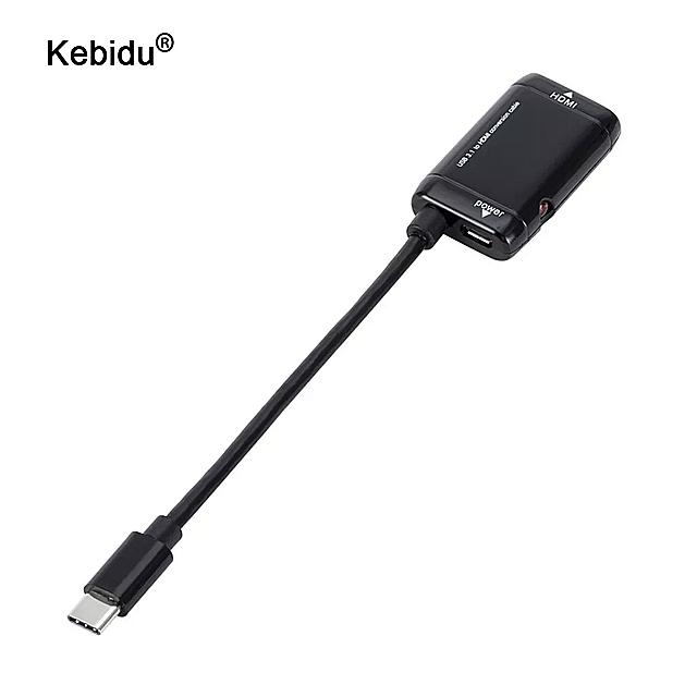 Kebidu 18k 1080p型c ケーブル アダプター usb 3.1 オス hdmi 対応 メス 変換 android 電話 マイ