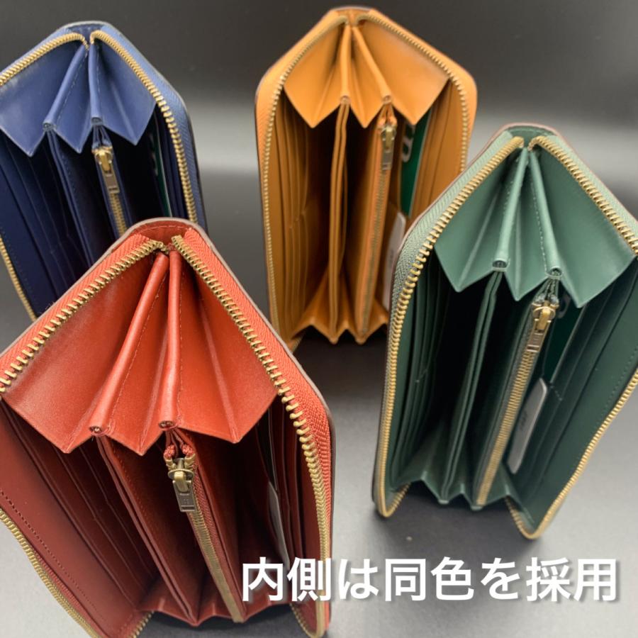 本革グラデーション長財布 ラウンドファスナー 牛革 革 使いやすい 大  