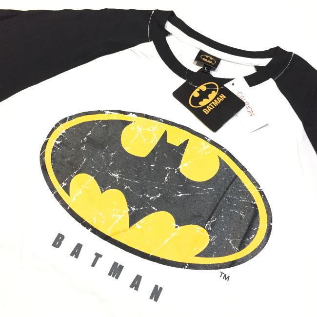 新品 Lサイズ BATMAN バットマン ラグラン ロゴ プリント 半袖 Tシャツ 