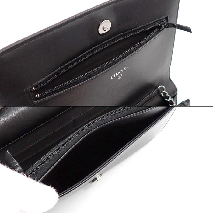 シャネル CHANEL ショルダーバッグ シェブロン チェーンウォレット A70230 2018年製 Vステッチ ブラック カーフスキン_5