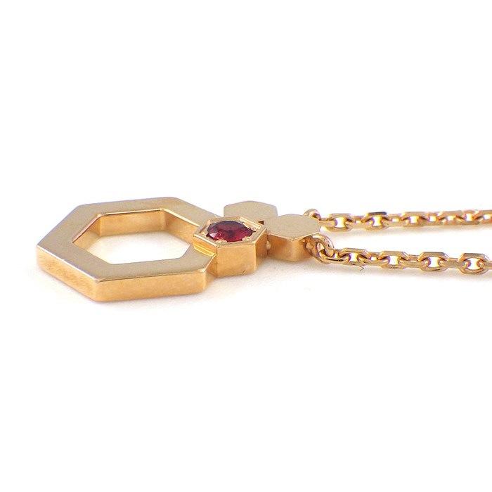 ショーメ Chaumet ネックレス ビーマイラブ ハニカム 1ポイント レッド ストーン K18PGの画像