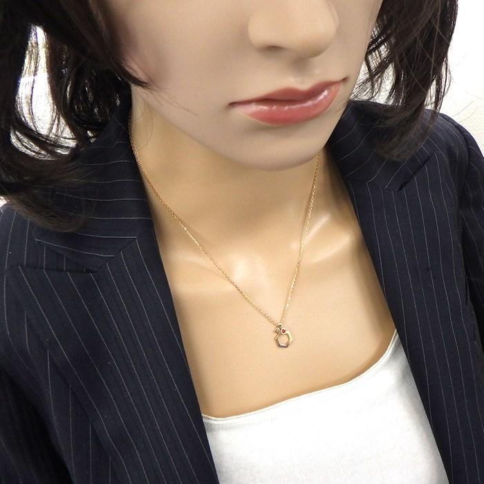 ショーメ Chaumet ネックレス ビーマイラブ ハニカム 1ポイント レッド ストーン K18PGの画像