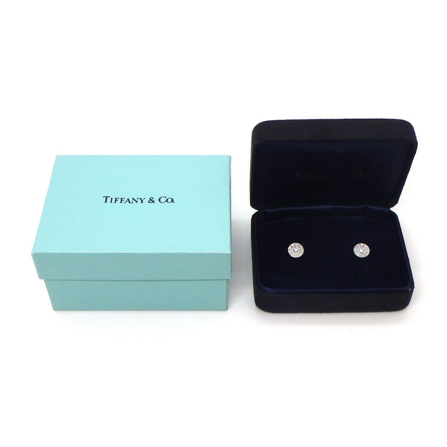 ティファニー Tiffany & Co. ピアス 1837 ロゴ ラウンド サークル 2ポイント ダイヤモンド K18WGの画像