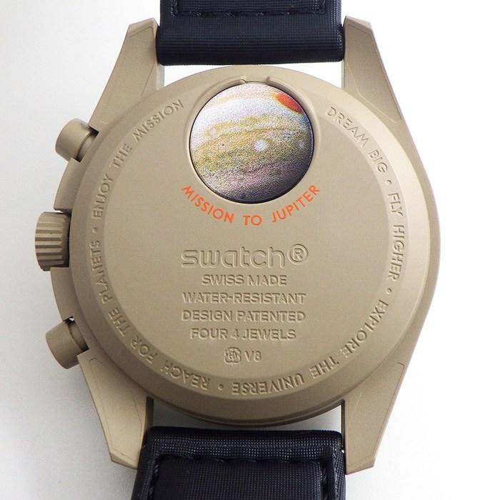 スウォッチ×オメガ Swatch×OMEGA 腕時計 スピードマスター ミッショントゥジュピター SO33C100 ベージュ文字盤 クロノグラフ スモの画像