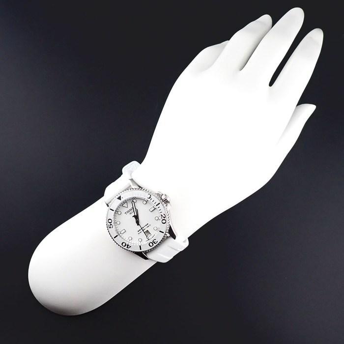 ティソ TISSOT 腕時計 シースター T120.210.11.011.00 ホワイト文字盤 デイト 夜光針・インデックス 回転ベゼル ラバーベルトの画像