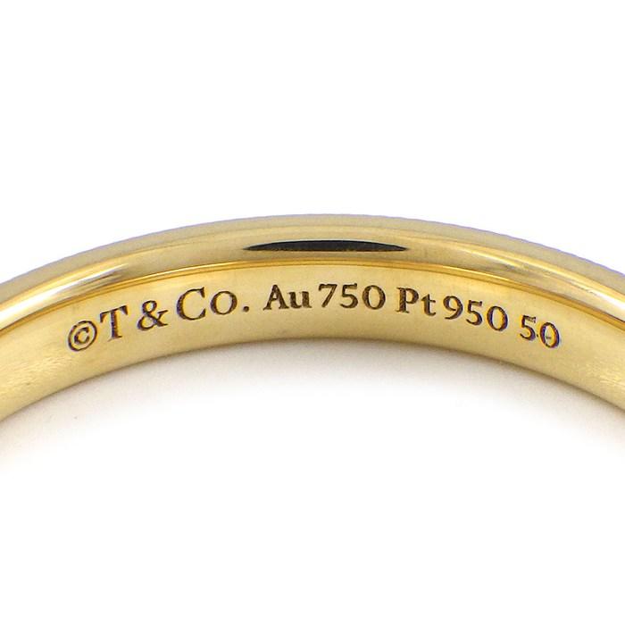 ティファニー Tiffany & Co. リング トゥギャザー ミルグレイン バンド K18YG PT950 14号の画像