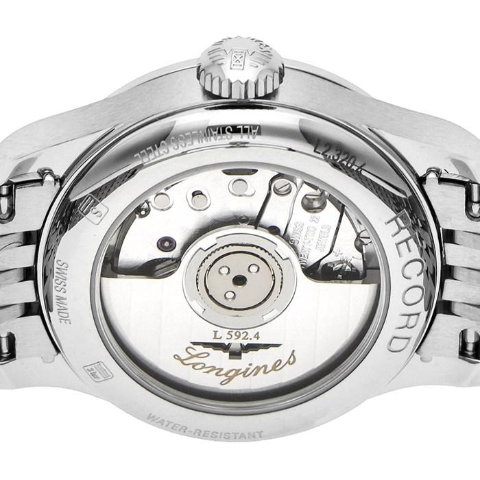 ロンジン Longines 腕時計 レコード L2.320.4.76.6 デイト 裏スケ サンレイ シルバー文字盤 SS 自動巻きの画像