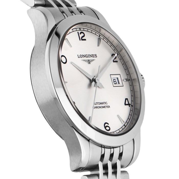 ロンジン Longines 腕時計 レコード L2.321.4.76.6 デイト 裏スケ サンレイ シルバー文字盤 SS 自動巻きの画像