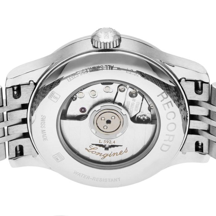 ロンジン Longines 腕時計 レコード L2.321.4.76.6 デイト 裏スケ サンレイ シルバー文字盤 SS 自動巻きの画像