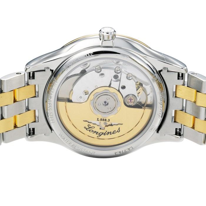 ロンジン Longines 腕時計 フラッグシップ L4.774.3.32.7 デイト 裏スケ バーインデックス ゴールド文字盤 イエローゴールドPVの画像