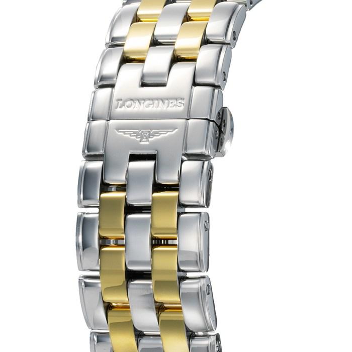 ロンジン Longines 腕時計 フラッグシップ L4.774.3.32.7 デイト 裏スケ バーインデックス ゴールド文字盤 イエローゴールドPVの画像