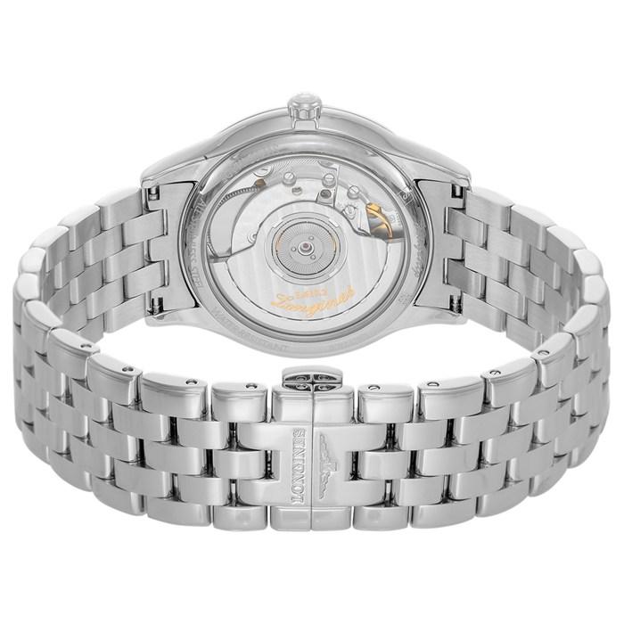 ロンジン Longines 腕時計 フラッグシップ L4.774.4.14.6 デイト 裏スケ バーインデックス ホワイト文字盤 SS 自動巻きの画像
