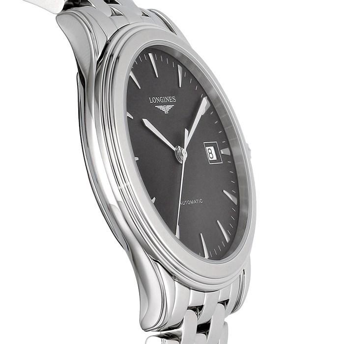 ロンジン Longines 腕時計 フラッグシップ L4.974.4.52.6 デイト 裏スケ バーインデックス ブラック文字盤 SS 自動巻きの画像