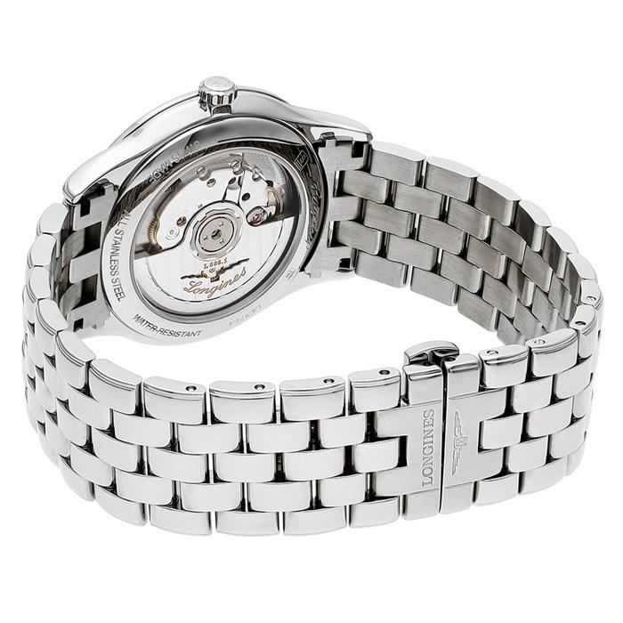 ロンジン Longines 腕時計 フラッグシップ L4.974.4.52.6 デイト 裏スケ バーインデックス ブラック文字盤 SS 自動巻きの画像