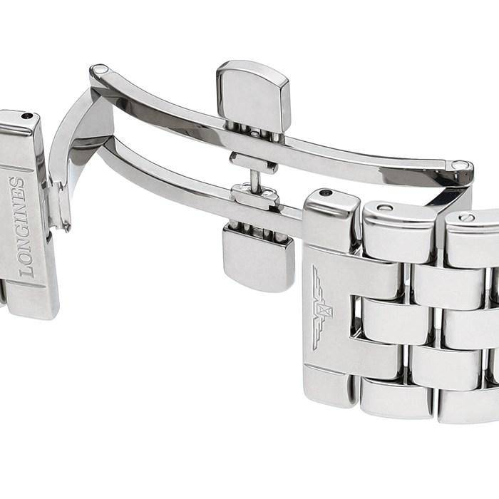 ロンジン Longines 腕時計 フラッグシップ L4.974.4.52.6 デイト 裏スケ バーインデックス ブラック文字盤 SS 自動巻きの画像