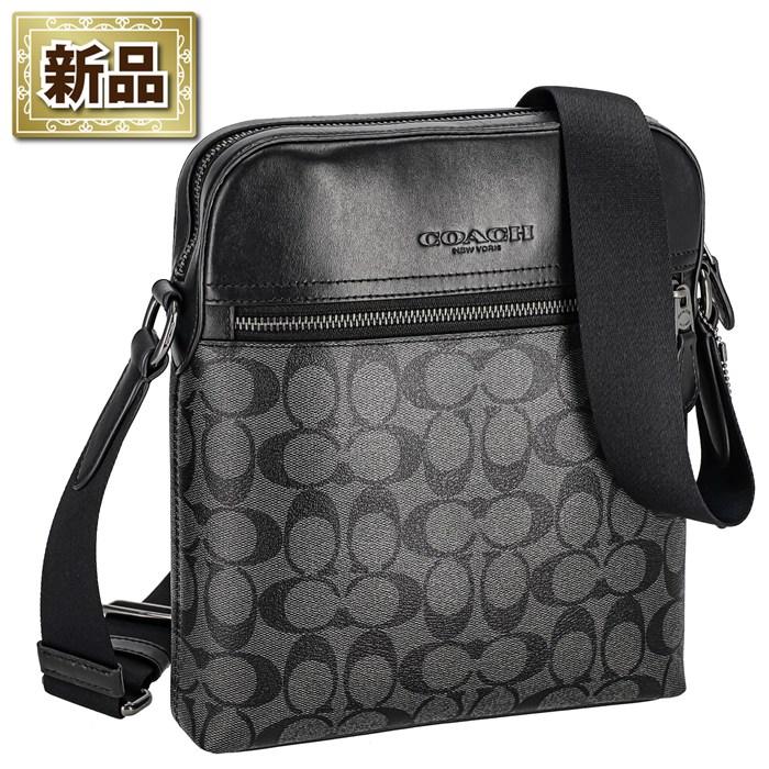 コーチ COACH ショルダーバッグ ハウストン フライトバッグ 4010 QBMI5 2023 AW チャコール シグネチャーキャンバス ブラック リファインド カーフレザー ブラック金具 COACH（コーチ） ショルダーバッグ ハウストン フライトバッグ 4010