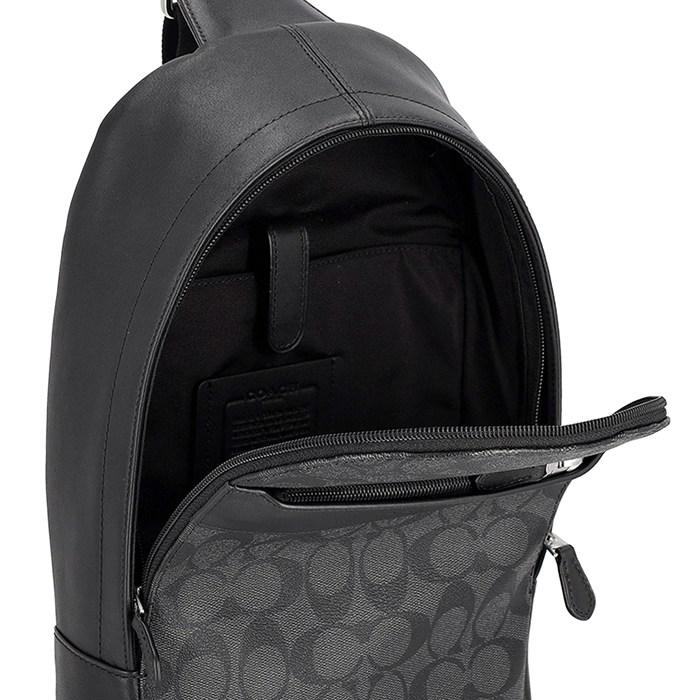 コーチ COACH ボディバッグ チャールズ パック 54787 CQ/BK 2023 SS チャコール シグネチャーキャンバス ブラック レザー シ_5