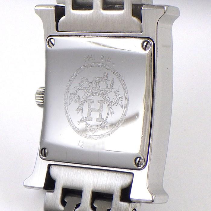 エルメス HERMES 腕時計 Hウォッチ HH1.210 スクエア ホワイト ギョーシェ文字盤 SS クオーツアナログの画像