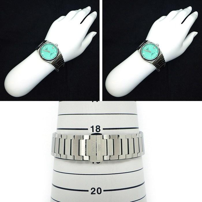ティソ TISSOT 腕時計 PRX 35mm T137.207.11.091.01 デイト 裏スケ 夜光針 ライトグリーン文字盤 SS 自動巻きの画像