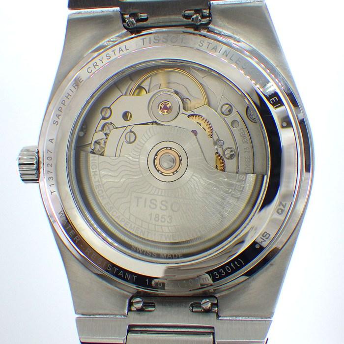 ティソ TISSOT 腕時計 PRX 35mm T137.207.11.091.01 デイト 裏スケ 夜光針 ライトグリーン文字盤 SS 自動巻きの画像