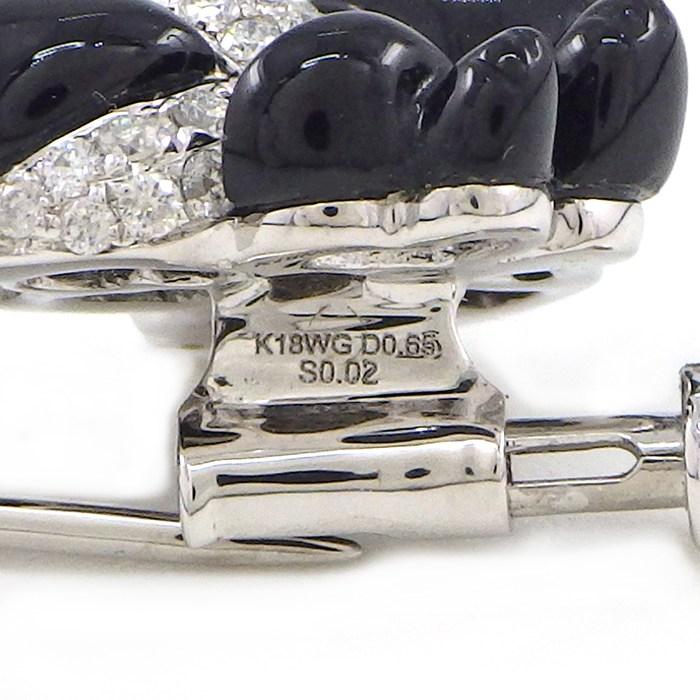 ブローチ ラビット ウサギモチーフ パヴェ ダイヤモンド 計0.65ct オニキス サファイア 計0.02ct K18WGの画像