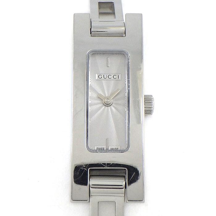 グッチ GUCCI 腕時計 バングルウォッチ 3900L レクタンギュラー シルバー ギョーシェ文字盤 SS クオーツアナログ