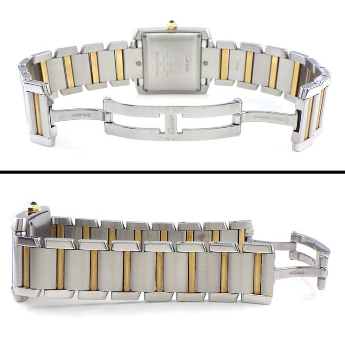 カルティエ Cartier 腕時計 タンク フランセーズ LM W51005Q4 デイト スクエア シルバー ギョーシェ文字盤 K18YG SS 自動巻き 【中古】 Cartier（カルティエ） 腕時計 タンク フランセーズ LM W51005Q4