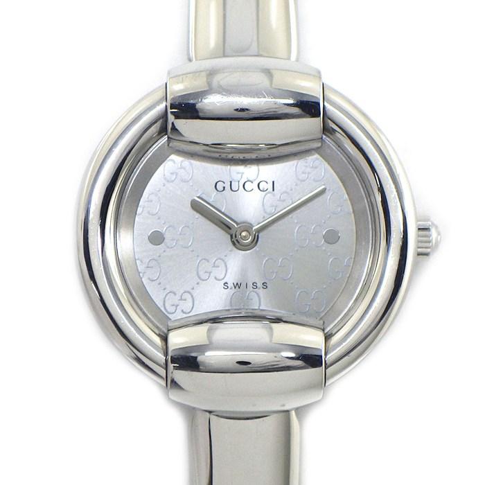 GUCCI 1400L ブラック GG総柄 ゴールドバングルウォッチ レアモデル GUCCI（グッチ） 腕時計 バングルウォッチ 1400L ラウンド GG柄