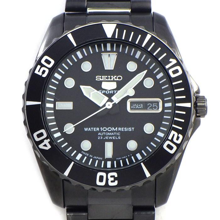 セイコー SEIKO 腕時計 5スポーツ 7S36-03C0 ブラック文字盤 裏スケ 夜光針/インデックス 回転ベゼル デイデイト SS 自動巻き