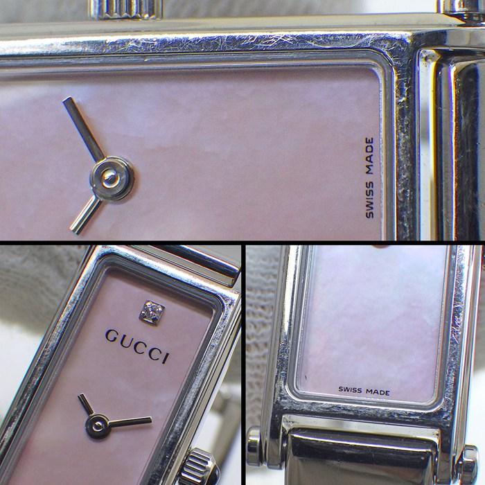 グッチ GUCCI 腕時計 バングルウォッチ 1500L 1ポイント ダイヤインデックス レクタンギュラー ピンク マザーオブパール文字盤 ホースビッの画像