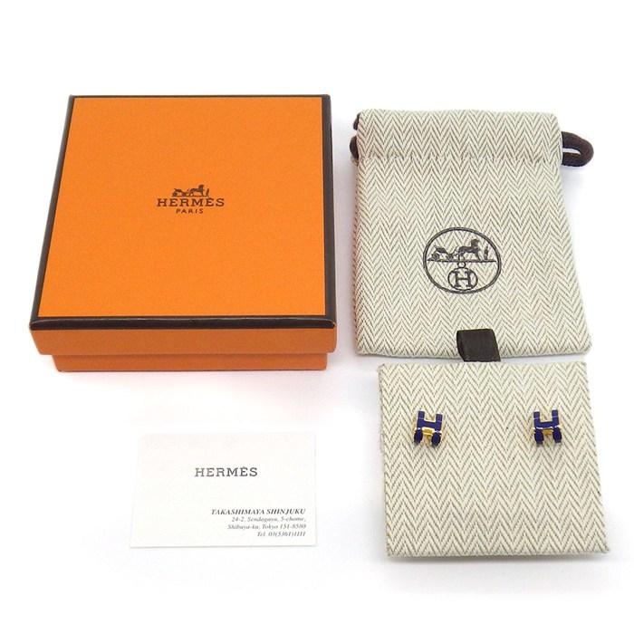 エルメス HERMES ピアス ポップH ポップアッシュ ミニ ブルーロイヤル ラッカー GPの画像