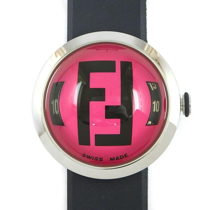 フェンディ FENDI 腕時計 ビーフェンディ ブースラ 8010G ドームガラス FF ズッカ グラデーション ピンク文字盤 SS ブラック ラバーベルト クオーツアナログ 【中古】 FENDI（フェンディ） 腕時計 ビーフェンディ ブースラ 8010G ドーム