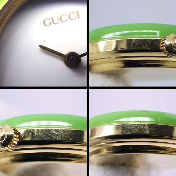 グッチ GUCCI 腕時計 チェンジベゼル 1100-L マルチカラーベゼル 全12色 ホワイト文字盤 GP クオーツアナログの画像