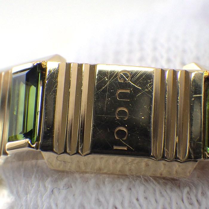 グッチ GUCCI リング リンクトゥラブ 14ポイント バゲットカット グリーン トルマリン K18YG 9.5号 / #10の画像