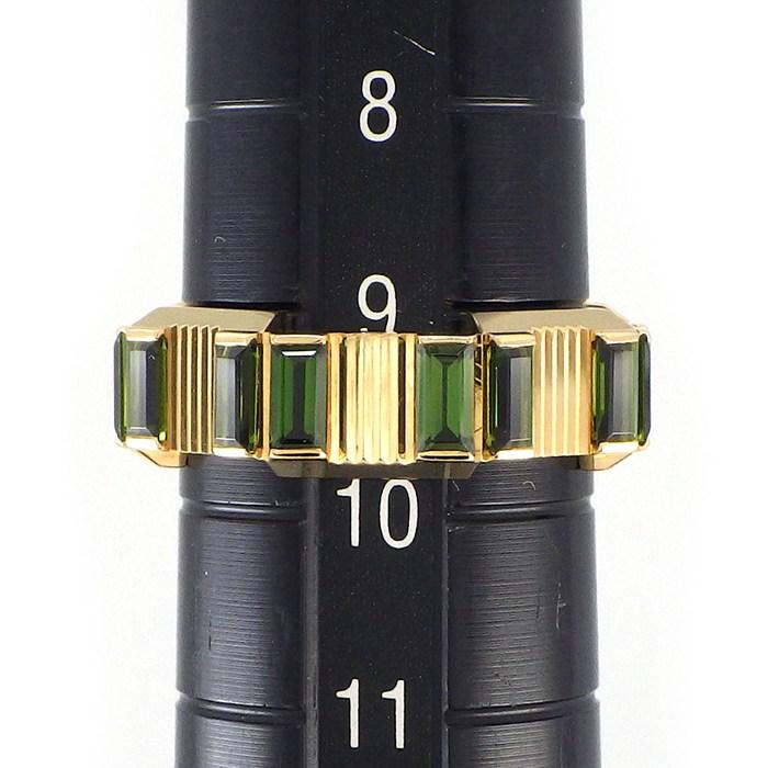 グッチ GUCCI リング リンクトゥラブ 14ポイント バゲットカット グリーン トルマリン K18YG 9.5号 / #10の画像