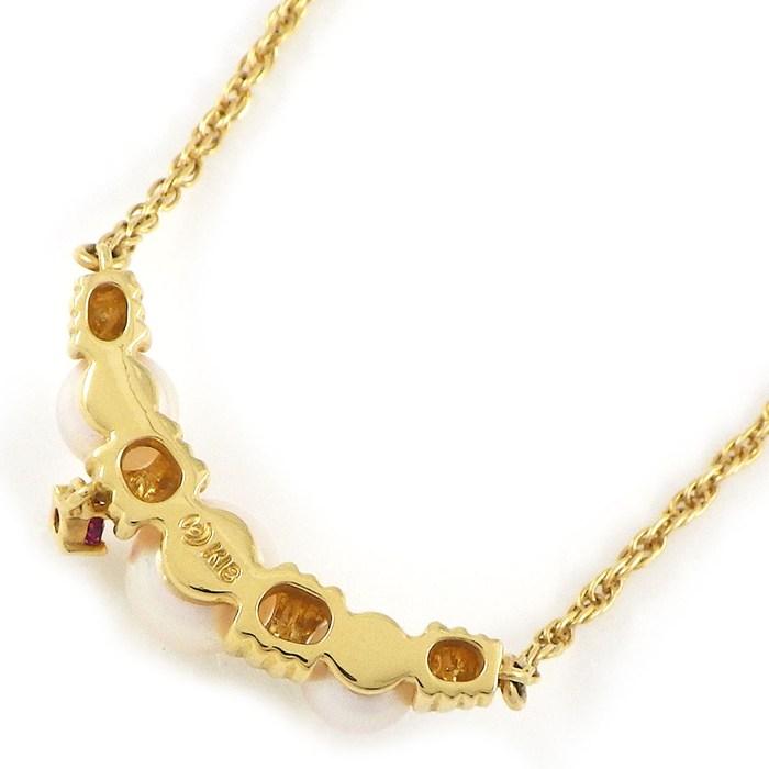 タサキ 田崎真珠 TASAKI ネックレス 1ポイント ルビー アコヤ真珠 4.5-6.0mm珠 K18YGの画像