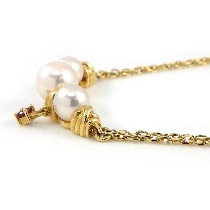 タサキ 田崎真珠 TASAKI ネックレス 1ポイント ルビー アコヤ真珠 4.5-6.0mm珠 K18YGの画像
