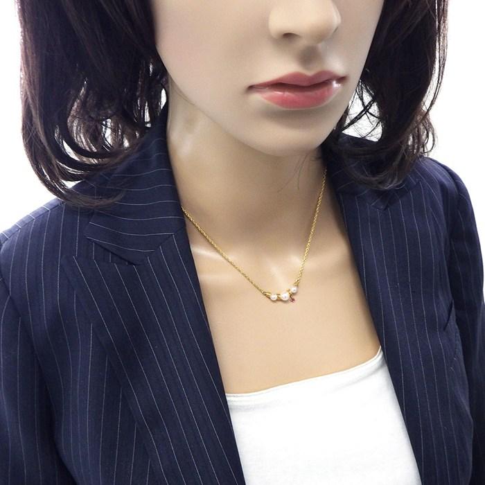 タサキ 田崎真珠 TASAKI ネックレス 1ポイント ルビー アコヤ真珠 4.5-6.0mm珠 K18YGの画像
