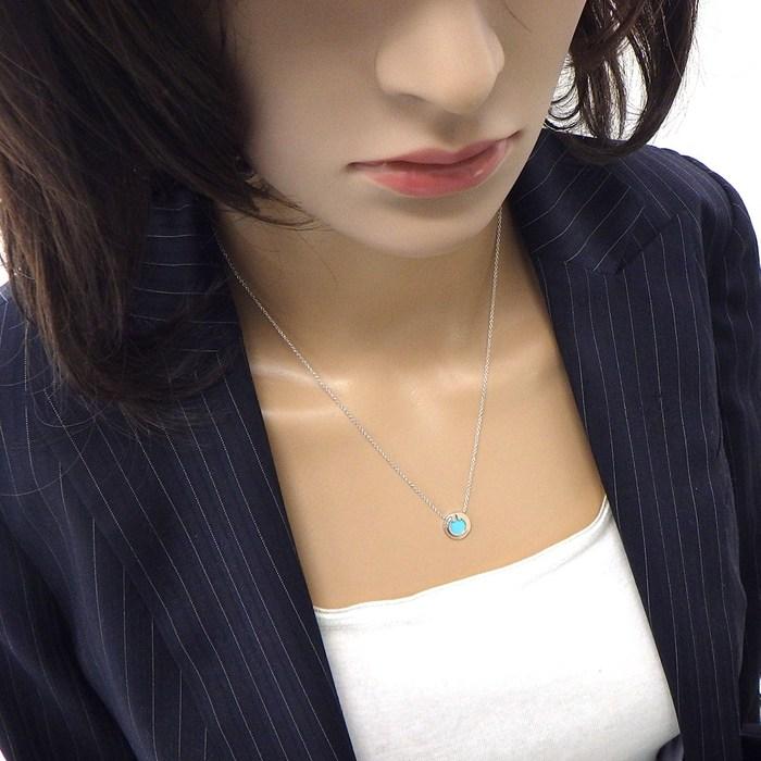 ティファニー Tiffany & Co. ネックレス T TWO Ｔ トゥー サークル ターコイズ トルコ石 K18WGの画像